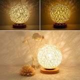 TwineGlow Lampa - Modern USB-uppladdningsbar Rattan Bordslampa Carvallo