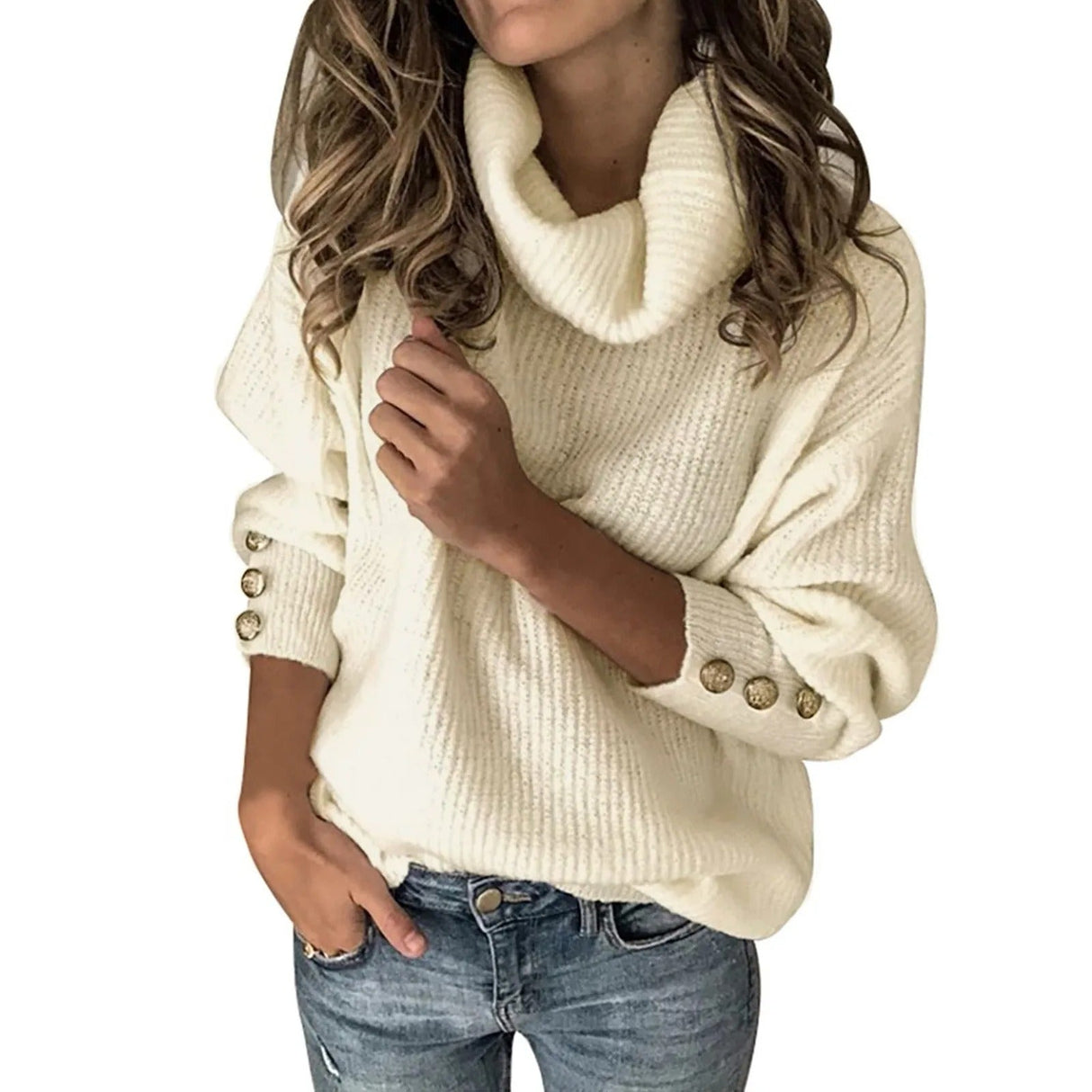 Vintage Turtleneck Sweater för kvinnor