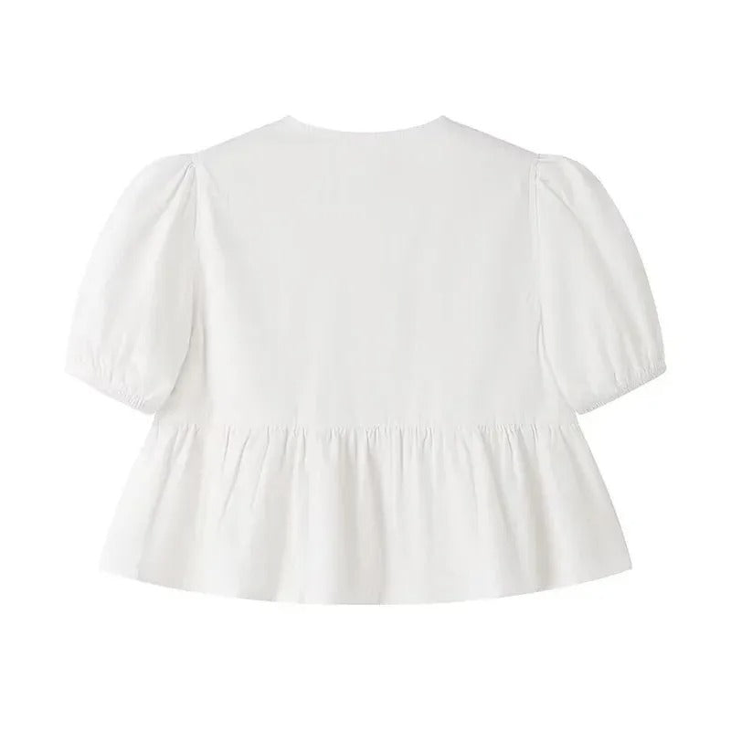 Front Tie Ruffle Crop Top-Bellasverige-Hemnix