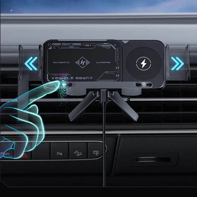 ChargeMount - Justerbar Smart Biltelefonhållare med 15W Trådlös Laddningsplatta för Fällbara Skärmar-Mobile Phone Stands-BB-Hemnix