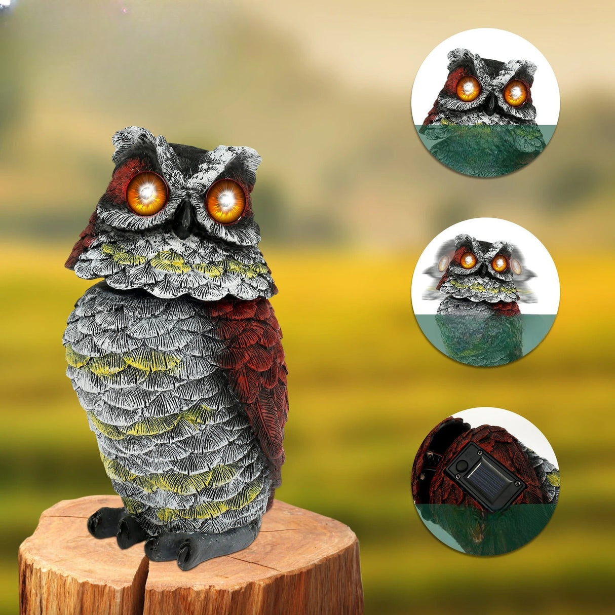 NightGlare Staty - Solkraftad ugglestaty Carvallo