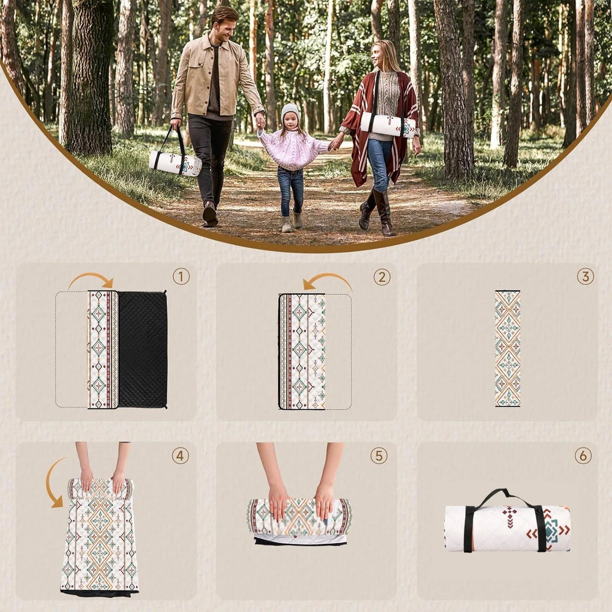 Fällbar Picknickfilt – Vattentät & Sandfri | Perfekt för utomhusäventyr Carvallo