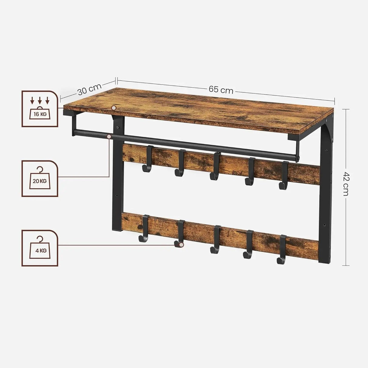 RackFusion Hook – Vasagle Väggskåp med Krokar Carvallo