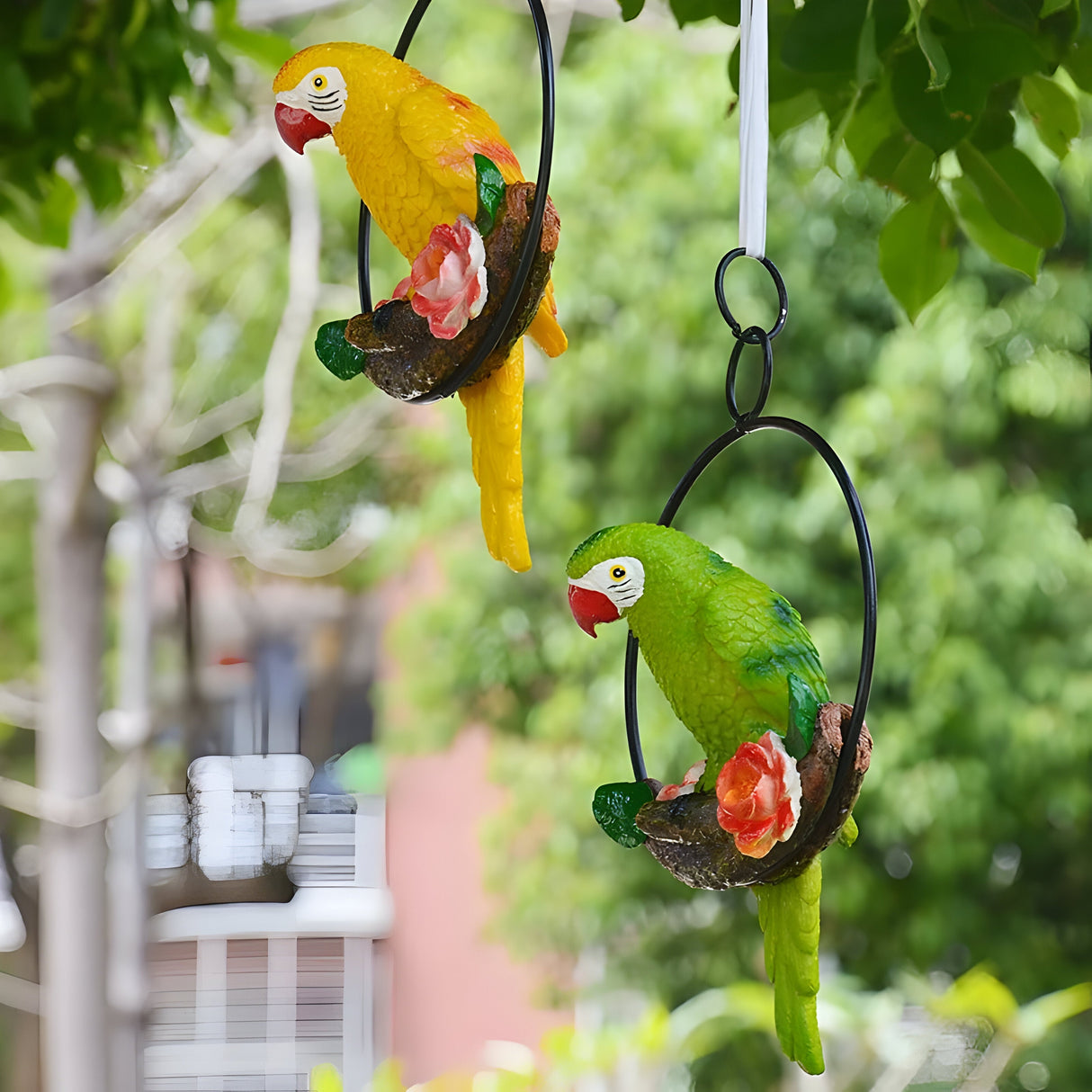 ParrotWhisper Decor - Dekorativ papegoja trädstaty för hängande Carvallo
