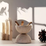 StoneHaven Rökelsehållare - Modern Travertin Rund Ornament Rökelsehållare Carvallo