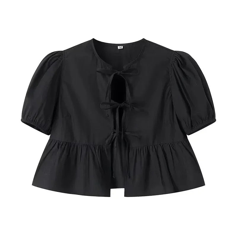 Front Tie Ruffle Crop Top Bellasverige