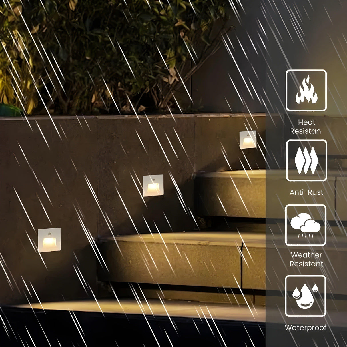 LED-utomhusvägglampa med rörelsesensor – Vattentät nattlampa för trädgård och terrass Carvallo