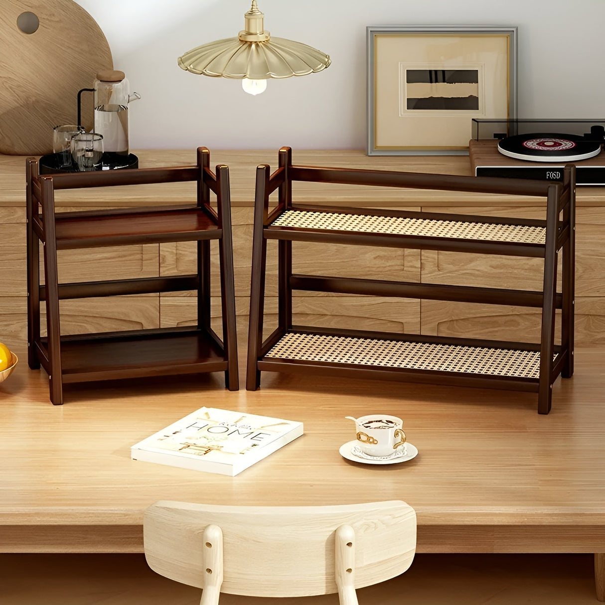 Kryddhylla i bambuimitat – 2-vånings kökshylla | Ideal för bänkskiva & kaffehörna Carvallo