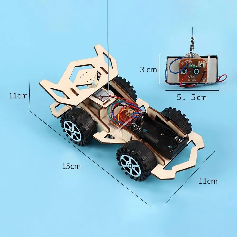 WoodiRace – Träleksaksbil med Fjärrkontroll för Barn | Monteringsbar 4-hjulsdriven DIY Teknikleksak-Remote Control Cars & Trucks-BB-Hemnix