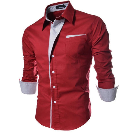 Långärmad skjorta för män-Clothes for Men-Hemnix-Röd-M-Hemnix