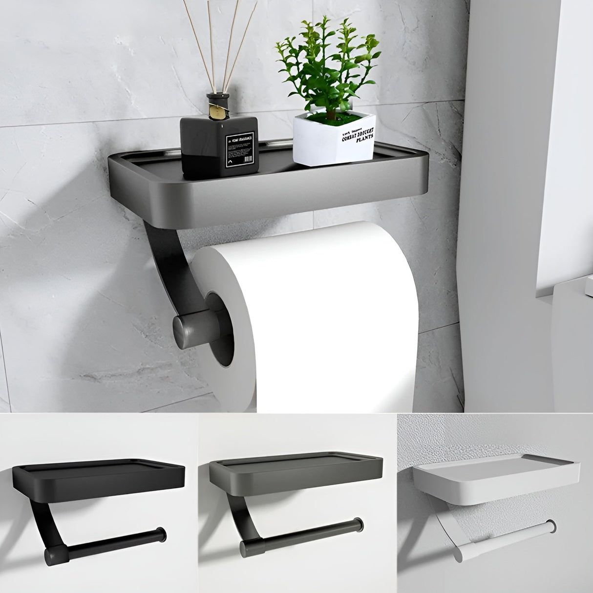 Toalettpapperhållare – Självhäftande & Inga borrningar | Modern badrumsaccessoar Carvallo