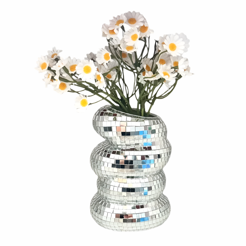 ShineGlint – Mosaikglasvas med spegelplattor och discokula-finish Carvallo