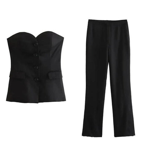 Off-Shoulder Tube Top & Byxor Set för kvinnor Bellasverige