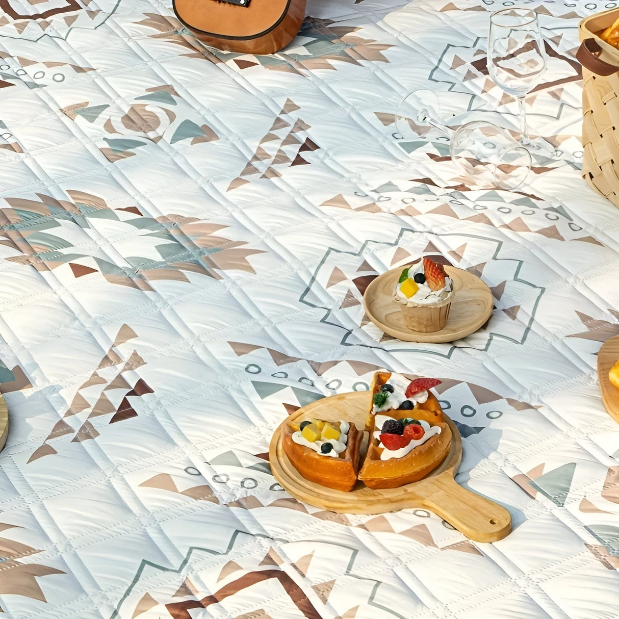 Picknickfilt med rutigt mönster – Vattentålig & Fällbar | Idealisk för Park, Strand & Camping Carvallo