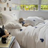 SweetNest Sängkläder Set - Avslappnad Broderad Hjärta Täcke Sängkläder Set (1 Filt + 1 Duvet Täcka + 2 Kuddöverdrag) Carvallo