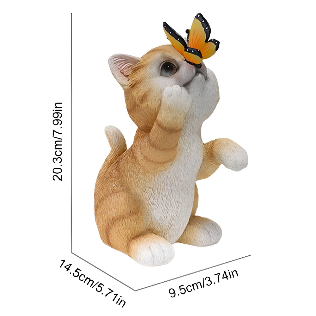 MoonlitPaws Light - Solarbatteridriven kattstaty med fjärilsbelysning Carvallo