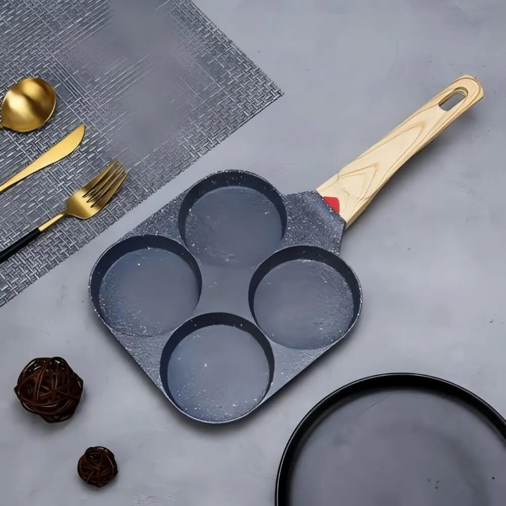 MultiChef – 4-håls Omelettpanna med Nonstick-beläggning | För Frukost, Smårätter och Kreativ Matlagning-Frying Pans-BB-Hemnix