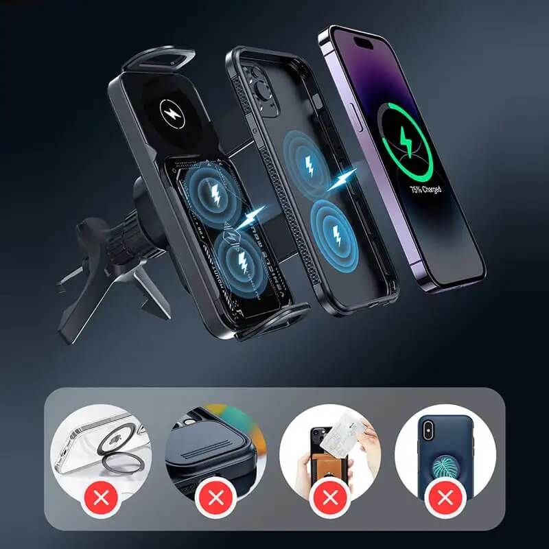 ChargeMount - Justerbar Smart Biltelefonhållare med 15W Trådlös Laddningsplatta för Fällbara Skärmar-Mobile Phone Stands-BB-Hemnix