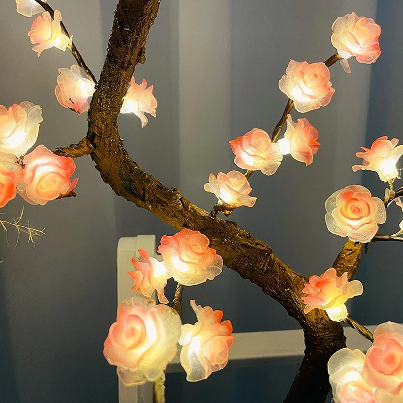 LED-trädlampa - Bonsai-bordslampa med rosa blommor MILA Sverige