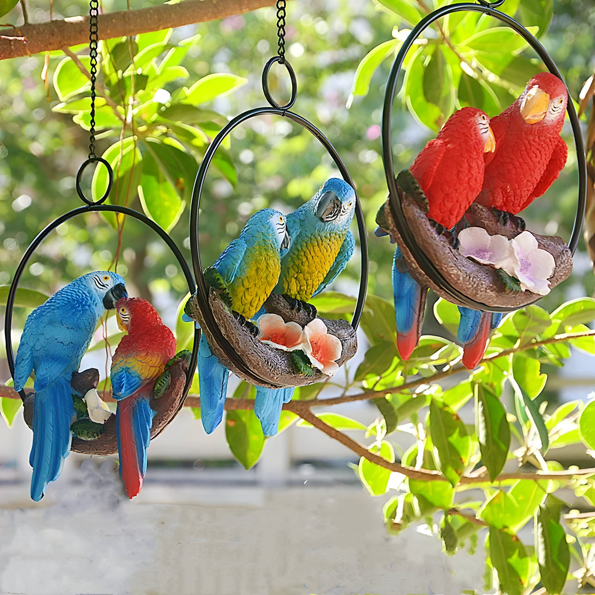 ParrotWhisper Decor - Dekorativ papegoja trädstaty för hängande Carvallo