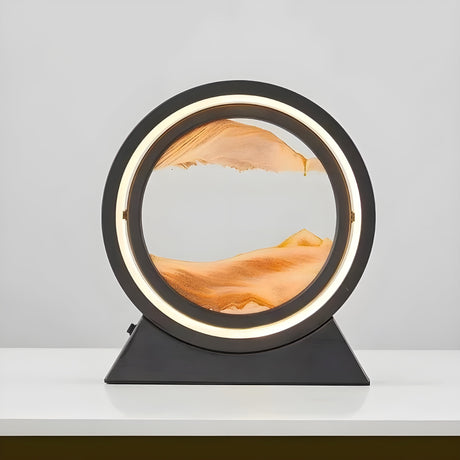 Sandbildslampa – LED-bordslampa med 3D sandmotiv | Avkopplande dekoration för vardagsrum och kontor Carvallo