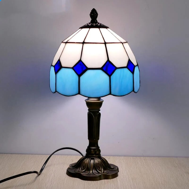 Retro barock LED-bordslampa E27 - Vintage Tiffany-glas MILA Sverige