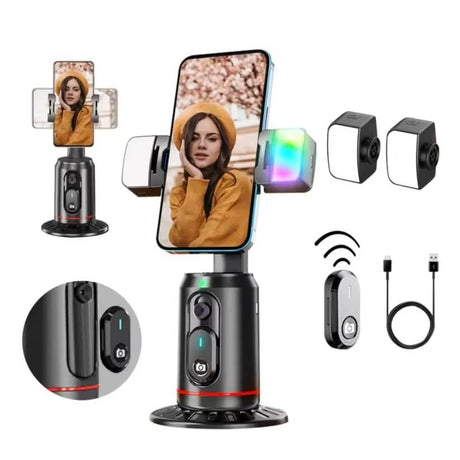 AiveloTrack – AI 360° Ansiktsspårande Mobilhållare | Handsfree-inspelning för Vloggar, Livesändningar & Videosamtal-Video Tripods-BB-Hemnix