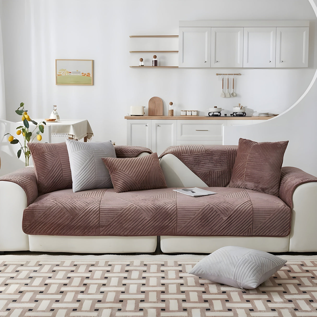 SofaGuard Deluxe – Modern Rutschfri Sammetsoffenduk för Vardagsrummet Carvallo