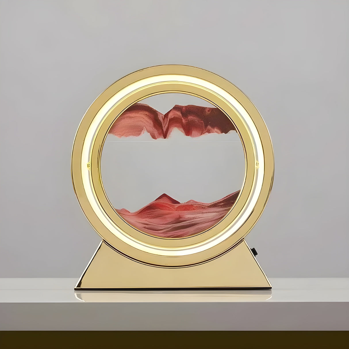 Sandbildslampa – LED-bordslampa med 3D sandmotiv | Avkopplande dekoration för vardagsrum och kontor Carvallo