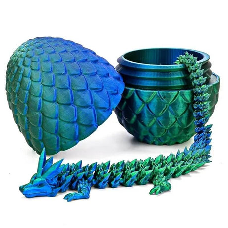 MystiCore - 3D-printat drakägg med rörlig minidrake – en magisk detalj för skrivbordet eller barnrummet-Action & Toy Figures-BB-Strålande grön-Hemnix