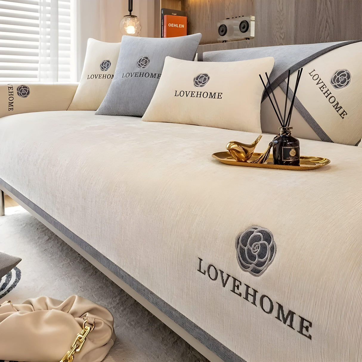 LuxeWrap Sofabeklädnad - Modern, Rutschskydd Sofakudsskydd Carvallo