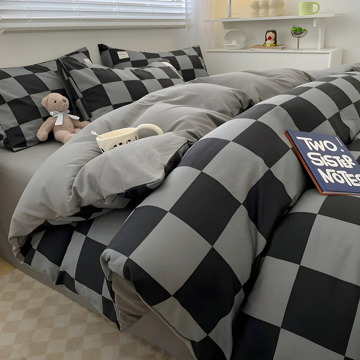 DreamPlaid Sängkläder Set - Nordisk Rutmönster Bomull Sängkläder Set Carvallo