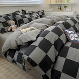 DreamPlaid Sängkläder Set - Nordisk Rutmönster Bomull Sängkläder Set Carvallo