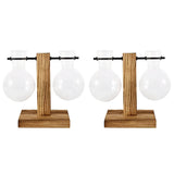 GlassHaven Vase – Hydroponiskt glasbehållare med trästativ Carvallo