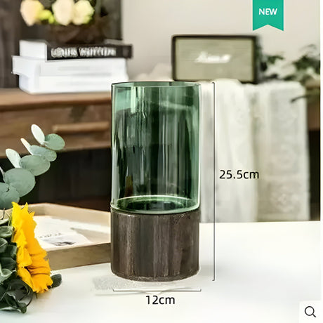 TranquilBloom Vas – Europeisk Hydroponics Trä- och Glasvas Carvallo