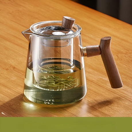 Glas te kopp med trähandtag – Värmeresistent & med tesil | Idealisk för hemmet Carvallo