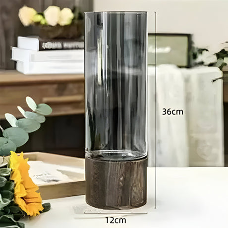 TranquilBloom Vas – Europeisk Hydroponics Trä- och Glasvas Carvallo