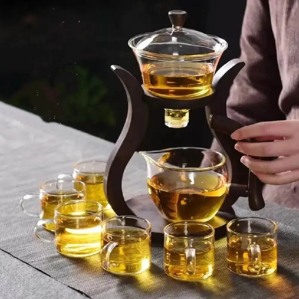 Glas Teaset med Magnetisk Flöde – Semi-Automatisk Kanna, Värmebeständig och Elegant Carvallo