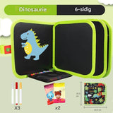 DoodleBloom – Återanvändningsbar Ritbok för Barn | Torkbar & Bärbar Kreativitet med Magisk Penna-Art & Drawing Toys-BB-Grön dinosaurie-6 sidor-Hemnix