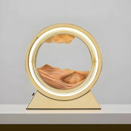 Sandbildslampa – LED-bordslampa med 3D sandmotiv | Avkopplande dekoration för vardagsrum och kontor Carvallo