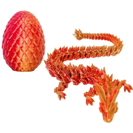 MystiCore - 3D-printat drakägg med rörlig minidrake – en magisk detalj för skrivbordet eller barnrummet-Action & Toy Figures-BB-Strålande röd-Hemnix