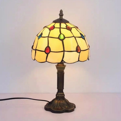 Retro barock LED-bordslampa E27 - Vintage Tiffany-glas MILA Sverige