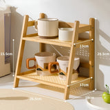 Köksregal i bambuimitat – 2-våningsorganisator för muggar och tillbehör Carvallo