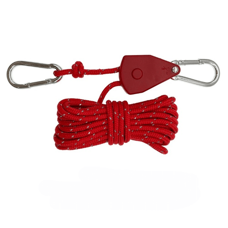 ReflectaCord – Reflekterande Tältlina 5M med Justerbar Trissa för Camping-Tent Accessories-BB-Röd-Hemnix