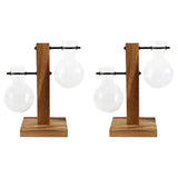 GlassHaven Vase – Hydroponiskt glasbehållare med trästativ Carvallo