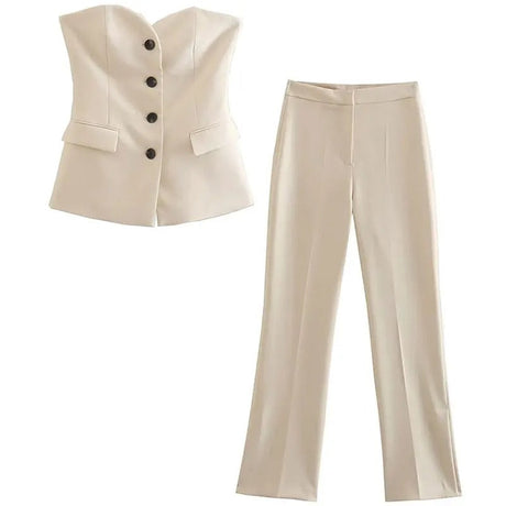Off-Shoulder Tube Top & Byxor Set för kvinnor Bellasverige
