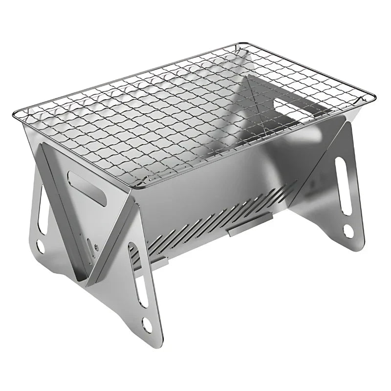 Carvallo Faltgrill | Kompakt & Bärbar | Rostfritt stål BBQ-Grill för 2–4 personer | Ideal för camping & utomhus Carvallo