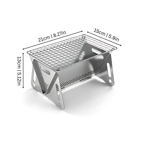 Carvallo Faltgrill | Kompakt & Bärbar | Rostfritt stål BBQ-Grill för 2–4 personer | Ideal för camping & utomhus Carvallo
