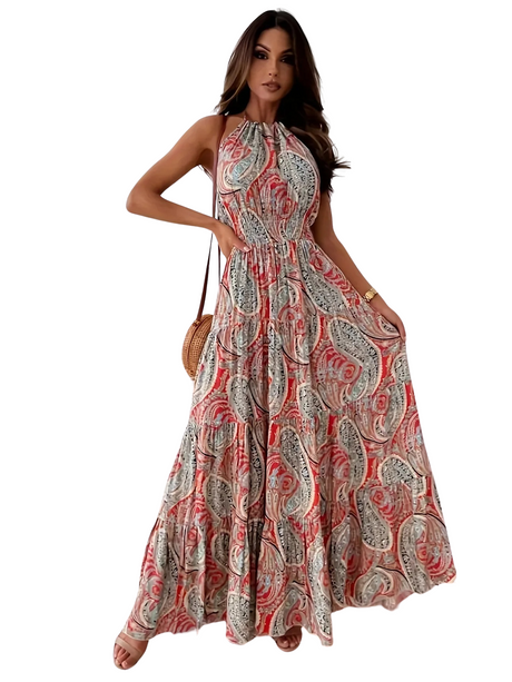 Vintage Boho Print Halterklänning för kvinnor-Hemnix-S-Hemnix
