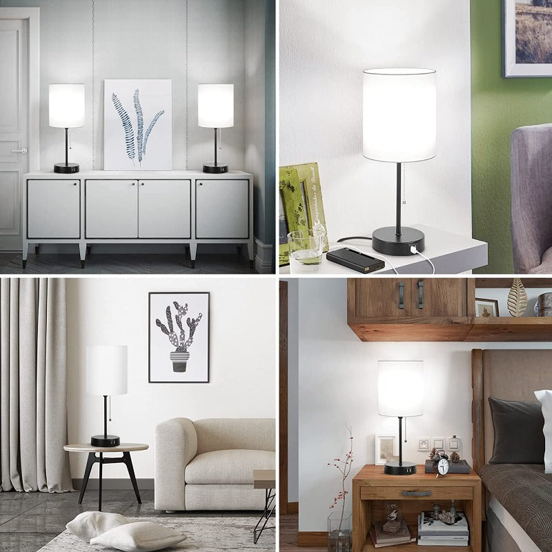 Bordslampor med USB-portar Modern Svart Set Carvallo